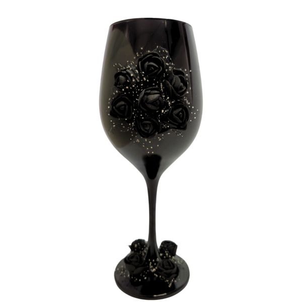 Taça Vidro Preta Pomba Gira Rosas Pretas 490 ml Taça Vidro Preta Pomba Gira Rosas Pretas 490 ml