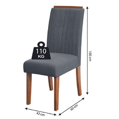 Conjunto De Mesa Sala De Jantar Ripada Tampo Com Vidro Santiago 1,60m 6 Cadeiras Grécia Dobuê Madeirado/grafite