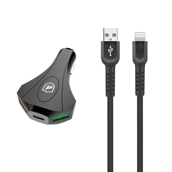 Kit Carregador Veicular Tank e Cabo Dual Shock Lightning - Gshield Kit Carregador Veicular Tank e Cabo Dual Shock Lightning - Gshield