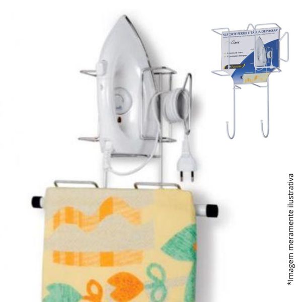 Suporte Ferro de Passar Porta Tabua de Passar Cromado Organização Casa Lavanderia Suporte Ferro de Passar Porta Tabua de Passar Cromado Organização Casa Lavanderia