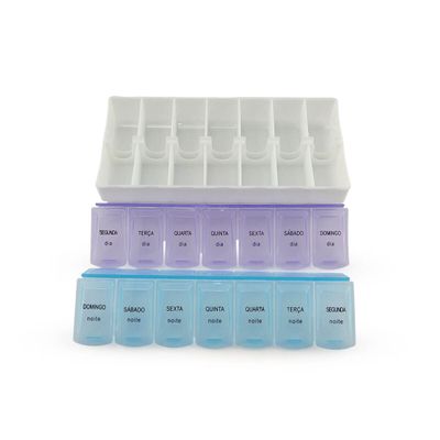 Kit 2 Caixa Porta Comprimidos Organizador de Remédios 7 Dias da Semana Manhã e Noite 2x Por Dia