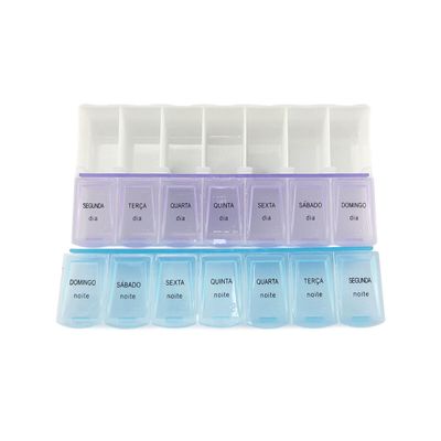 Kit 2 Caixa Porta Comprimidos Organizador de Remédios 7 Dias da Semana Manhã e Noite 2x Por Dia
