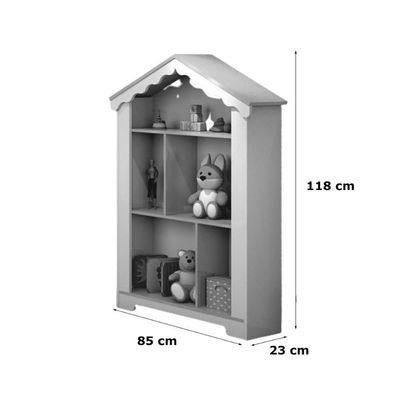 Estante Infantil Casinha Magia Branco Rosa Quarto Decoração