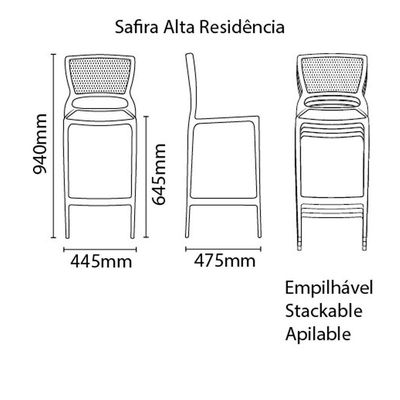 Banqueta Safira Alta Vermelha Tramontina