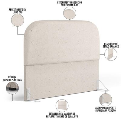 Cabeceira Cama Box Casal 140cm Orgânica Lanna W01 Linho Cru - Lyam Decor