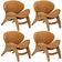 Kit 4 Poltronas Decorativa Orgânica Sala Living Kadosh L02 Couríssimo Canela - Lyam Decor