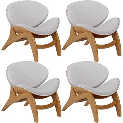 Kit 4 Poltronas Decorativa Orgânica Sala Living Kadosh L02 Linho Cinza - Lyam Decor