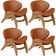 Kit 4 Poltronas Decorativa Orgânica Sala Living Kadosh L02 Couríssimo Camel - Lyam Decor