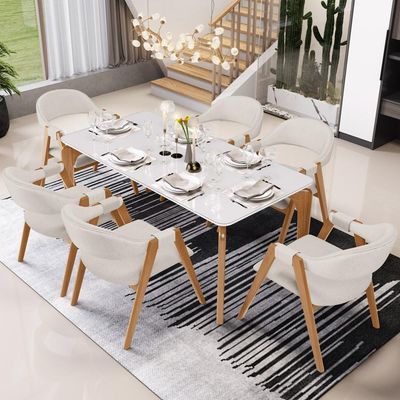 Kit 02 Cadeiras de Jantar e Estar Living Estofada Nadja L02 Linho Cru - Lyam Decor