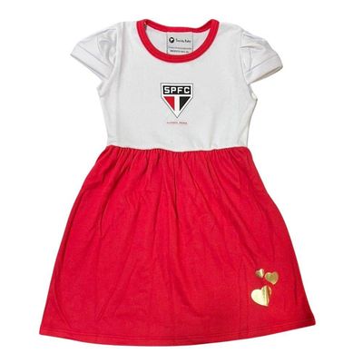 Vestido Infantil São Paulo Canelado Torcida Baby Tam 8