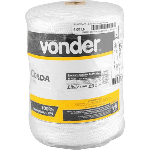 Corda Multifilamento Trançada 6,0mm 4,0kg 191 Metros Branca Corda Multifilamento Trançada 6,0mm 4,0kg 191 Metros Branca