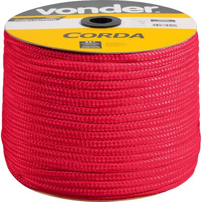 Corda Multifilamento Trançada 12mm 140m Vermelha Carretel -