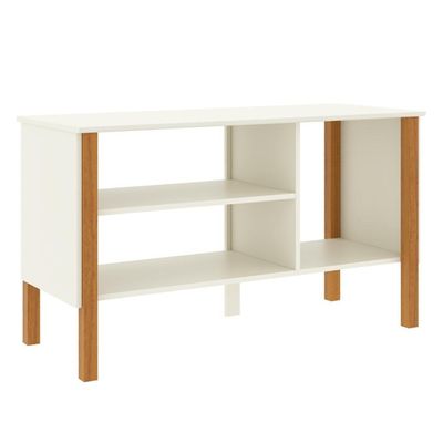 Rack Tv 43 Polegadas 90cm Com 3 Prateleiras Asteca - Off White E Cedro