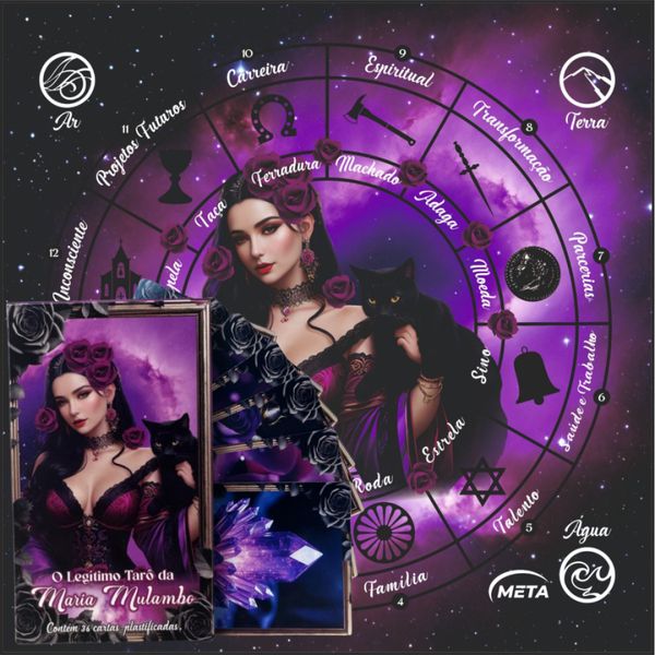 Kit Tarô Maria Mulambo 36 Cartas + Toalha Maria Mulambo Kit Tarô Maria Mulambo 36 Cartas + Toalha Maria Mulambo