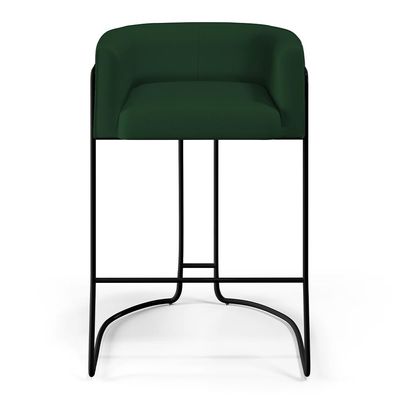 Banqueta Decorativa Fixa Base de Aço Preto Betina D02 Veludo Verde Musgo C-303 - Lyam Decor