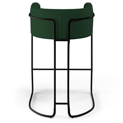 Banqueta Decorativa Fixa Base de Aço Preto Betina D02 Veludo Verde Musgo C-303 - Lyam Decor