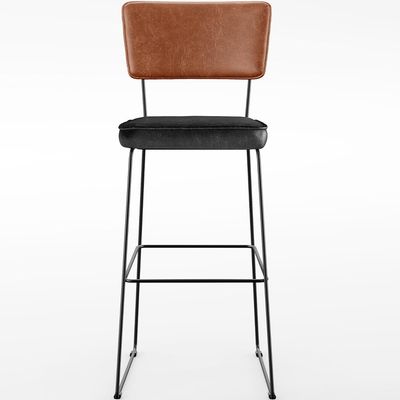 Banqueta Alta Cozinha Sala Jantar Fixa Allana L02 Couríssimo Camel Couríssimo Preto - Lyam Decor