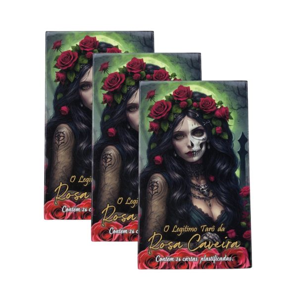 Kit c/ 3 O Legítimo Tarô da Rosa Caveira 36 Cartas Plas+Man