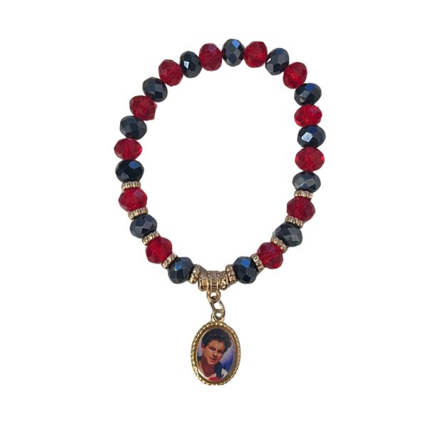 Pulseira Santo Jovem Carlo Acutis Padroeiro Cristal 8mm Pulseira Santo Jovem Carlo Acutis Padroeiro Cristal 8mm