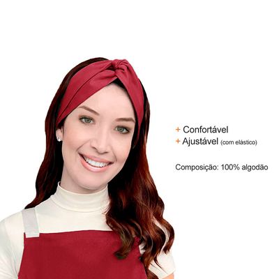 Avental e Faixa de Cabelo Azul Marinho Vermelho Chef Cozinha