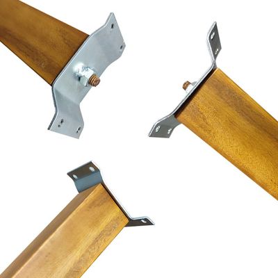 2 Pés Palito Madeira Quadrado 30cm e 2 Chapinhas Aço Inclinada 15º Mel/Zincado G75 / G59 - Gran Belo