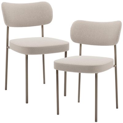 Kit 02 Cadeiras Para Sala De Jantar Melina Base Arena L02 Bouclê Creme - Lyam Decor