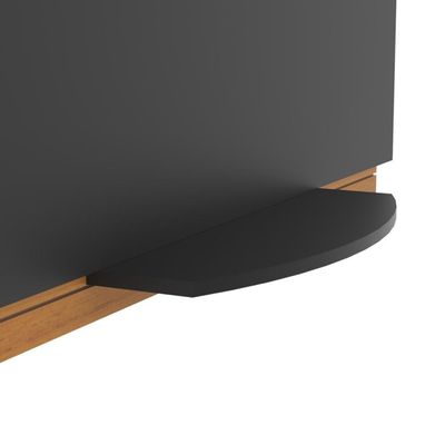 Rack Tv 32 Polegadas Com 3 Prateleiras E Painel 90cm Asteca - Preto E Cedro