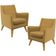 Kit 02 Poltronas Decorativas com Pés de Madeira Taroba D02 Veludo Mostarda C-260 - Lyam Decor