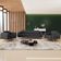 Kit Sofá 2 Lugares 150cm Com 2 Poltronas Molino Pés D'ouro D02 Linho Cinza Escuro C-416 - Lyam Decor