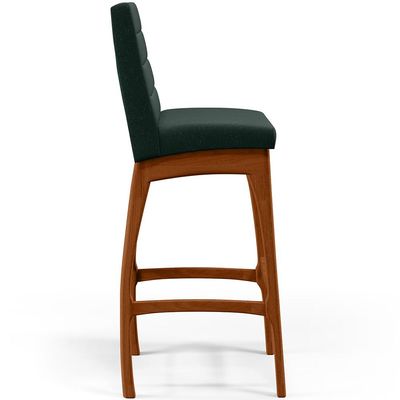Banqueta Alta Para Cozinha Sala de Jantar Fixa Mila B04 Linho Verde Musgo - Lyam Decor