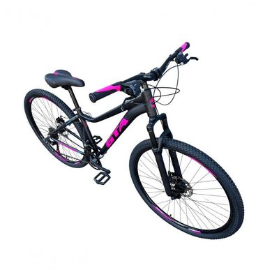 Bicicleta Aro 29 Gta Start Feminina Alumínio 27v K7 Freio A Disco Mecânico Garfo Com Suspensão- Preto/rosa