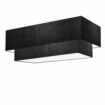 Plafon Duplo Retangular Vivare Md-3071 Cúpula Em Tecido 80x40cm X 70x30cm - Bivolt Preto 127/220v