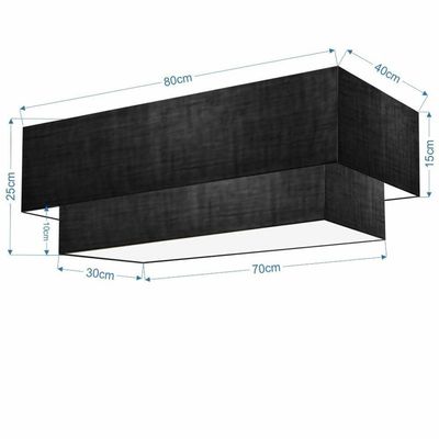 Plafon Duplo Retangular Vivare Md-3071 Cúpula Em Tecido 80x40cm X 70x30cm - Bivolt Preto 127/220v