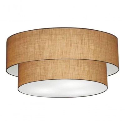 Plafon Duplo Cilíndrico Vivare Md-3065 Cúpula Em Tecido 80x70cm - Bivolt Palha 127/220v