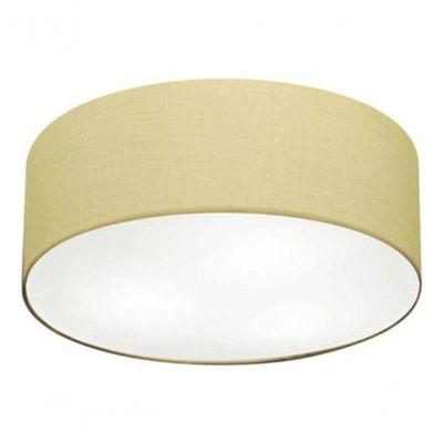 Plafon Cilíndrico Md-3014 Cúpula Em Tecido 50x15cm Algodão Crú - Bivolt