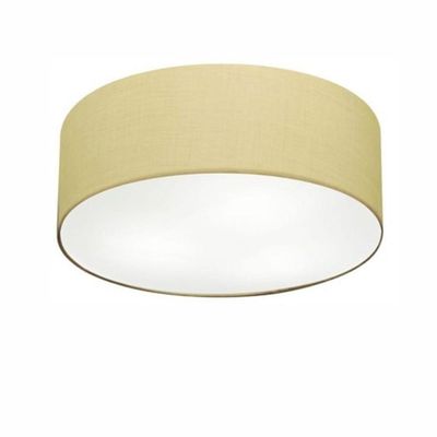 Plafon Cilíndrico Md-3014 Cúpula Em Tecido 50x15cm Algodão Crú - Bivolt