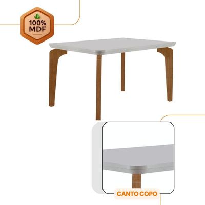 Conjunto Mesa Liz 120cm Em Mdf 4 Cadeiras Athenas Moderna Vel. Marrom/off White/imbuia