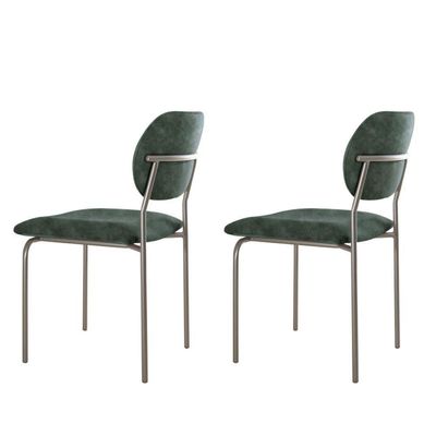 Conjunto Com 2 Cadeiras Metal Marchezine Moderna Mobilia Jade Prata