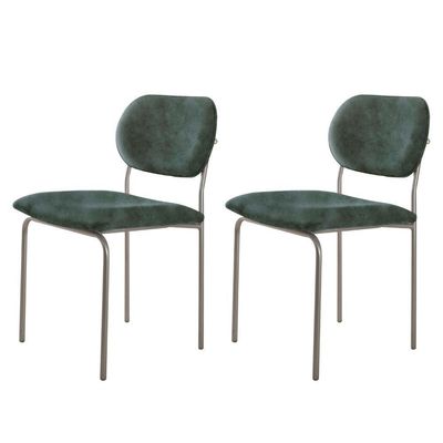 Conjunto Com 2 Cadeiras Metal Marchezine Moderna Mobilia Jade Prata