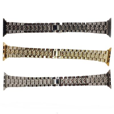 3 Pulseiras Smartwatch Pedra Strass Smartband Aço 3 Elos