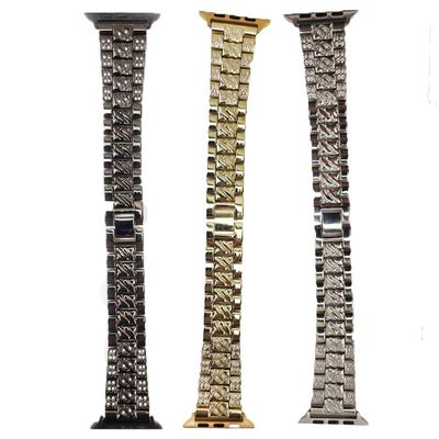 3 Pulseiras Smartwatch Pedra Strass Smartband Aço 3 Elos