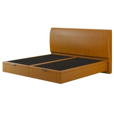 Cama King Baú Flutuante Com Cabeceira 195cm Spazio S04 Couríssimo Caramelo - Lyam Decor