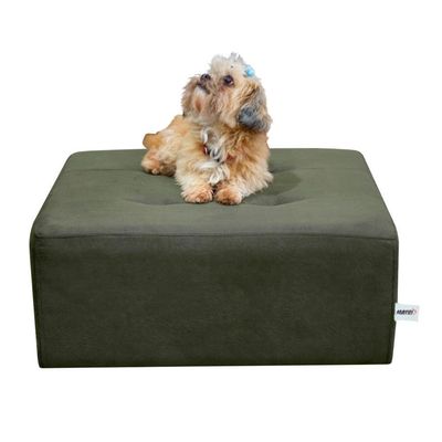 Cama Pet Para Cachorro Quadrado Com Pés Luna Matrix Suede Cinza