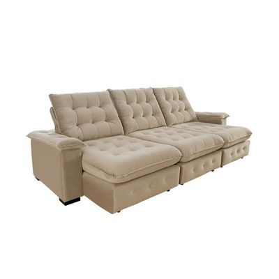 Sofá Coliseu 2.90m Retrátil E Reclinável Super Pillow Bege