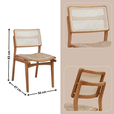 Conjunto Com 2 Cadeiras Madeira Eva Premium Milano Imbuia Natural