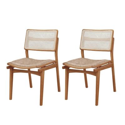 Conjunto Com 2 Cadeiras Madeira Eva Premium Milano Imbuia Natural