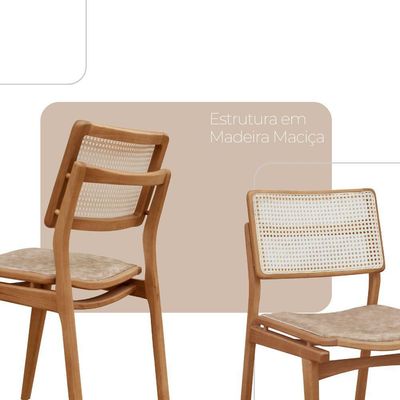 Conjunto Com 2 Cadeiras Madeira Eva Premium Milano Imbuia Natural