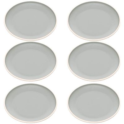 Jogo 6 Pratos de Melamina 27cm Rasos Cinza Wolff Bandejas Redondas Servir Mesa Posta