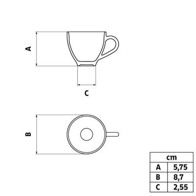 Xícara e Pires de Café Porcelana 100ml Tramontina Atena Branca Mesa Posta