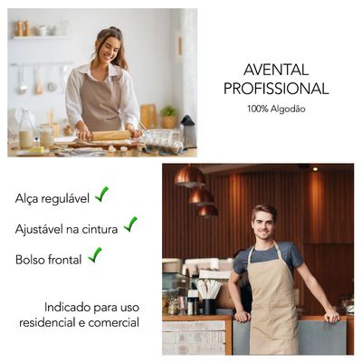 Avental Bege Caqui Kit Profissional Cintura Chef Bartender